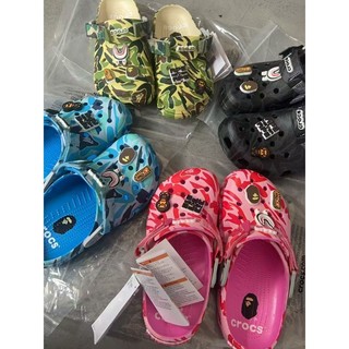 Crocs × BAPESTA Casual Couple Breathable Non-slip Beach Slippers  Ape Head Hole Shoes