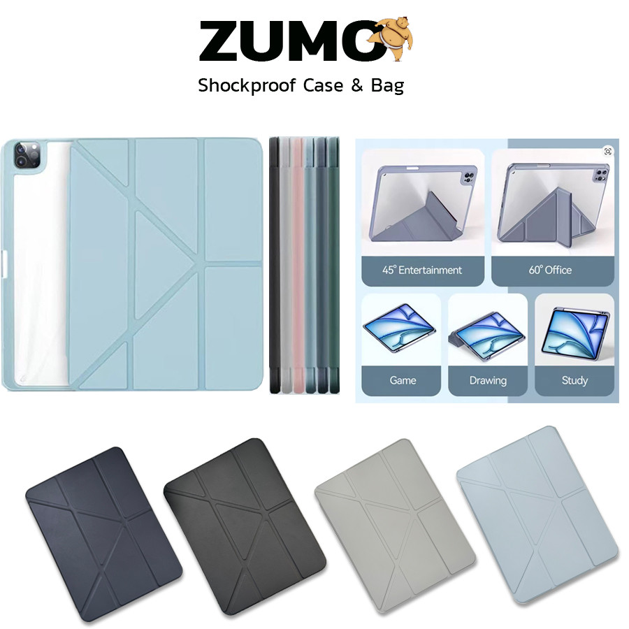 ZUMO หน้าปกจีบ เคส สำหรับ iPad Air 4 5 6 7 13 ไอแพด 10.2 Gen 7 8 9 10 11 A16 Pro11 12.9 mini 6 7