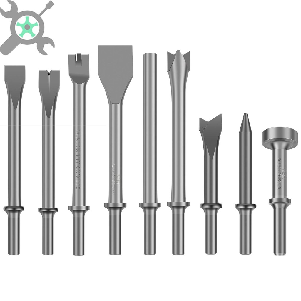 9 ชิ้น Pneumatic Chisel ชุดโลหะ Air Hammer Bits ชุด Air Chisel Bits สําหรับกระเบื้องก่ออิฐคอนกรีตหิน