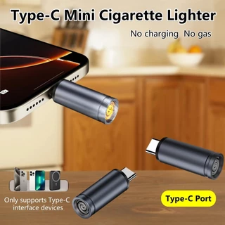 Elough Type C Mini ไฟแช็กไฟแช็กกันลมกลางแจ้งเป่าบุหรี่อะแดปเตอร์ไฟ USB-C ไฟแช็ก