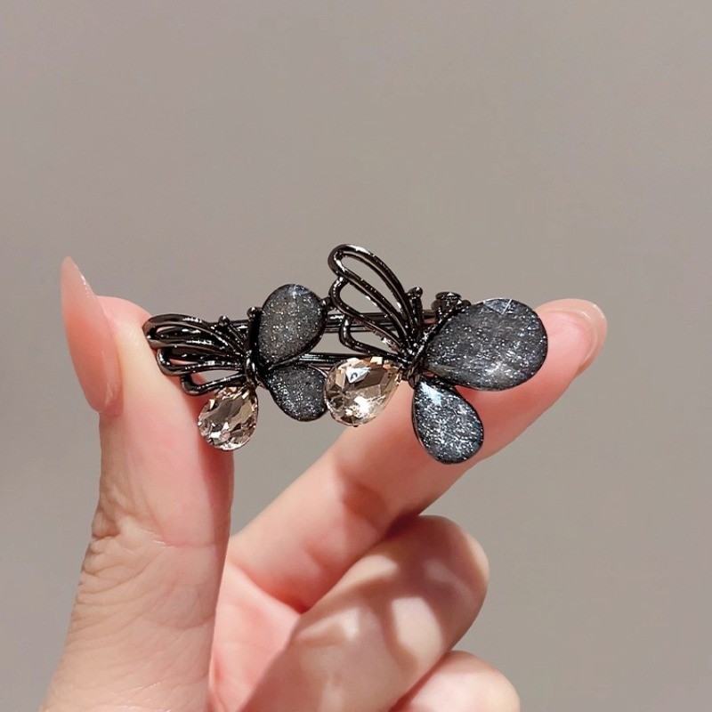 มาโรโopolis เวอร์ชั่นเกาหลี ผีเสื้อสีดำ ขนาดเล็ก กิ๊บผ้าโพกศีรษะสำหรับผู้หญิง