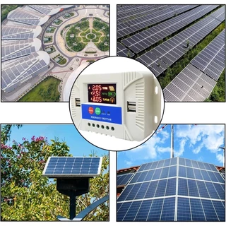 PWM 30A โซล่าชาร์จเจอร์ Solar Charge Controller แบตเตอรี่ 12V/24V LCD Display Dual USB Solar Panel Charger