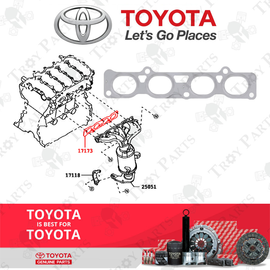 ปะเก็นท่อไอเสียโตโยต้า 17173-47020 สําหรับ Toyota Avanza 1.5 F653 F654 Sienta 1.5 NSP170 2NR 2NR-FE 