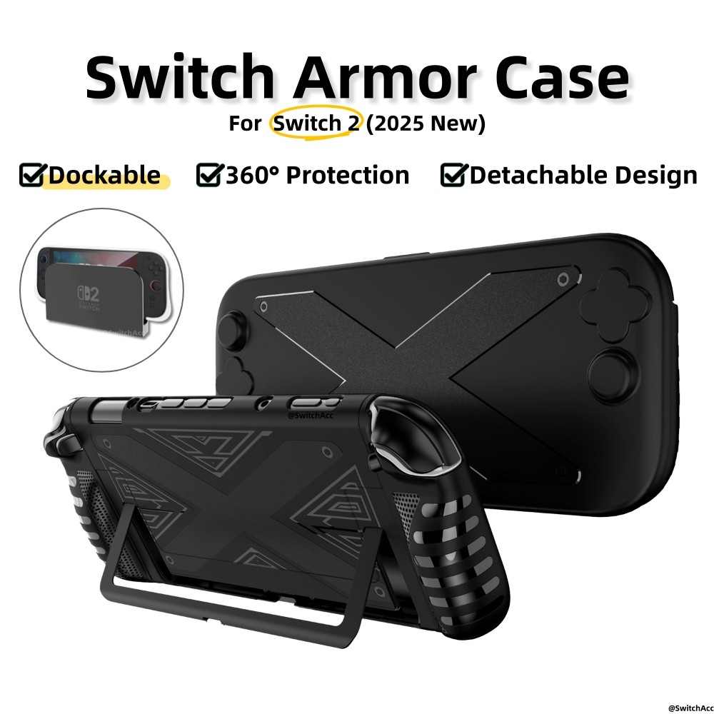 Dockable Switch Armor Case สําหรับ Nintendo Switch 2 การออกแบบด้ามจับตามหลักสรีรศาสตร์ ShockProof สต็อกท้องถิ่น