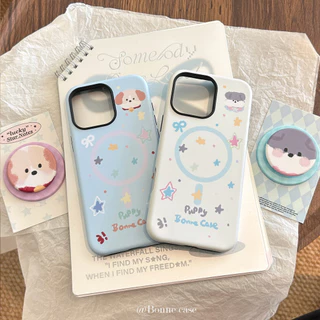 น่ารักการ์ตูน Graffiti ลูกสุนัขสัตว์แม่เหล็กผู้ถือกรณี iPhone สําหรับ iPhone 16 PRO MAX 16 Plus 16 15 14 PRO MAX 13 12 11 Anti Drop Hard PC หนาปกหลัง