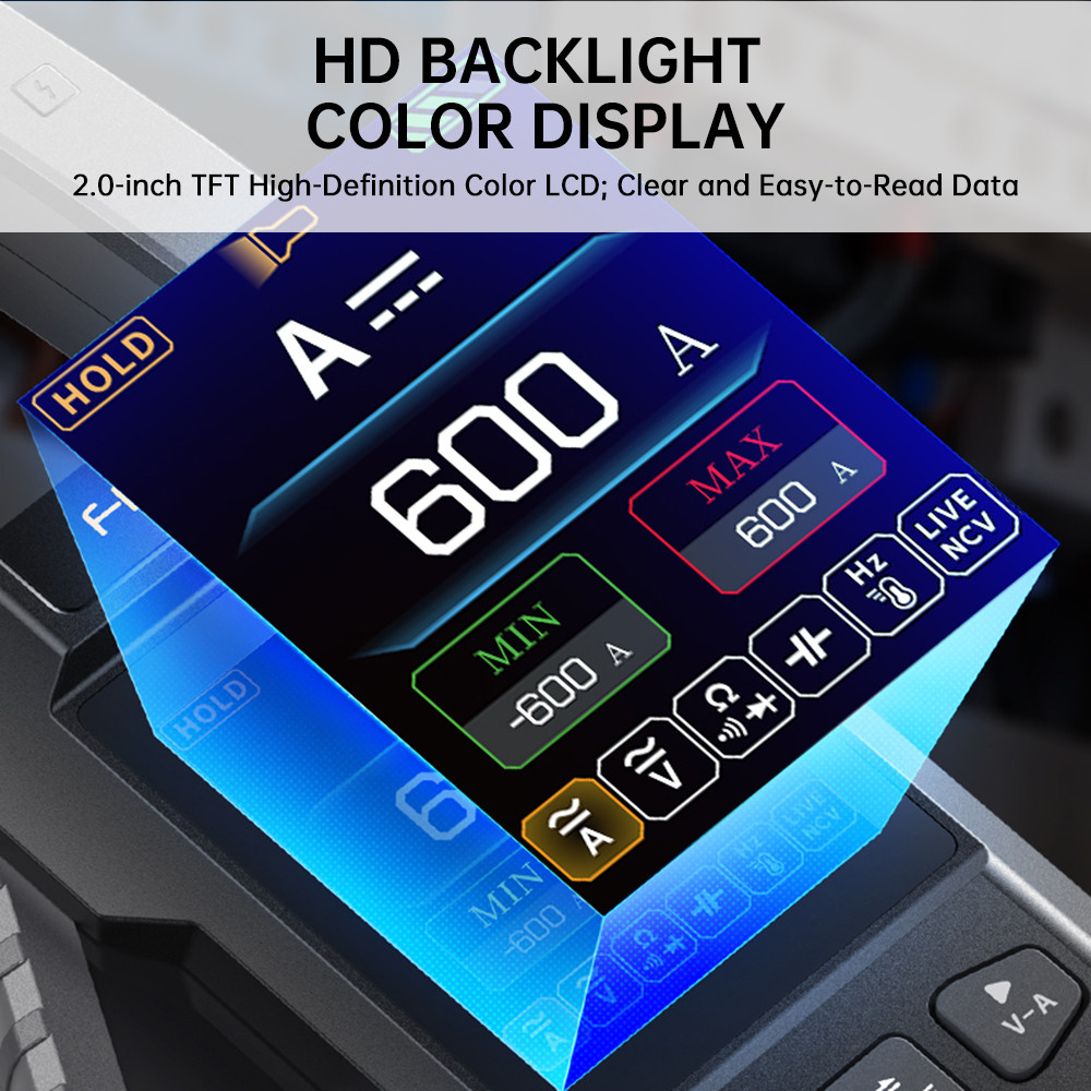 มิเตอร์แคลมป์ FNIRSI DMC-100 วัดกระแส AC/DC 600A พร้อมหน้าจอสี 2นิ้ว USB-C กันไหม้ วัดอุณหภูมิ Clamp Meter รูปที่ 7