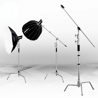 Light Stand Boom Magic C ยืดสูงสุด 330 ซม.(รวมArmสูงสุด430ซม.) ขาบูม Stainless โช๊คสปริง (Boom C )