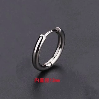 ต่างหูเหล็กไทเทเนียมเรียบง่าย ไม่ซีดจาง สีดำเงา สำหรับผู้ชาย