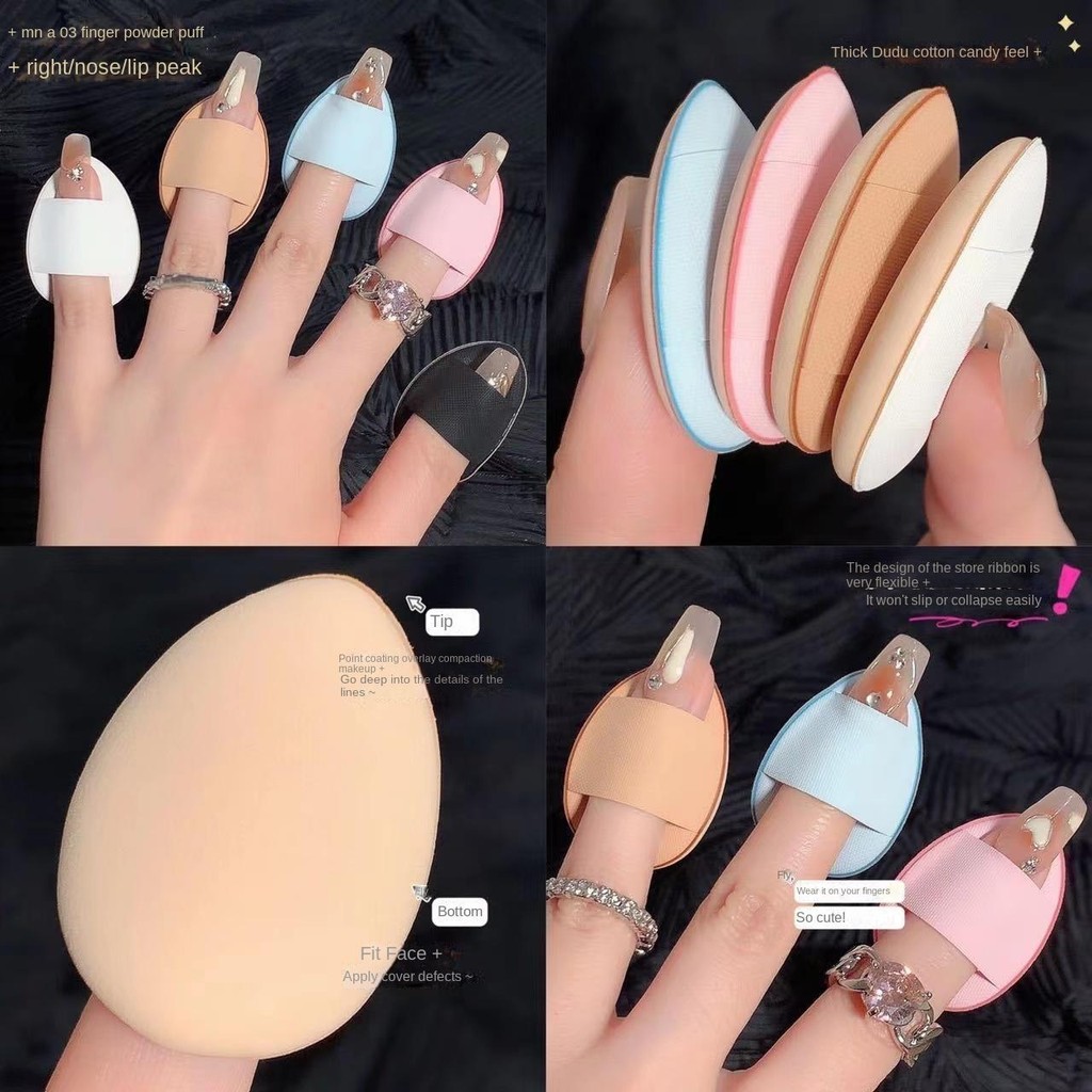 1 PC Mini Finger Puff ฟองน้ําแต่งหน้าคอนซีลเลอร์ Foundation รายละเอียด Air Cushion แบบพกพาแห้งเปียกใ