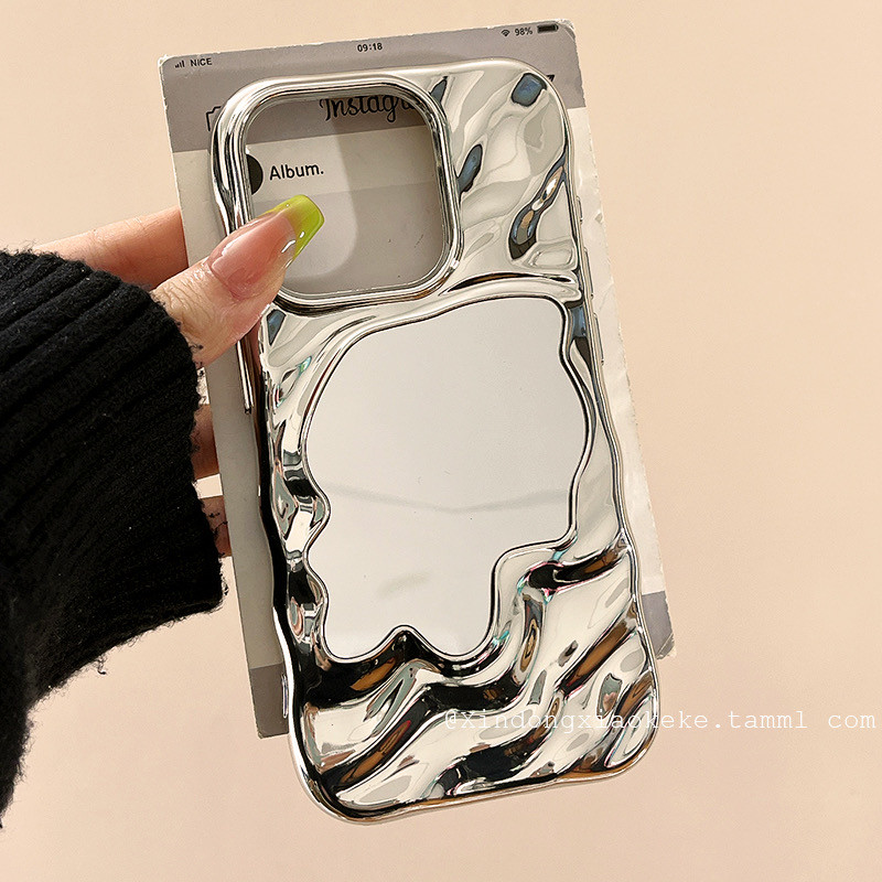 เคสโทรศัพท์กระจกสเตอริโอจีบสีทึบขั้นสูงเหมาะสําหรับ ไอโฟน16 15 14 13 มือโปร สูงสุด กันกระแทกป้องกันกล้องป้องกันการหล่นฮาร์ดปกหลัง