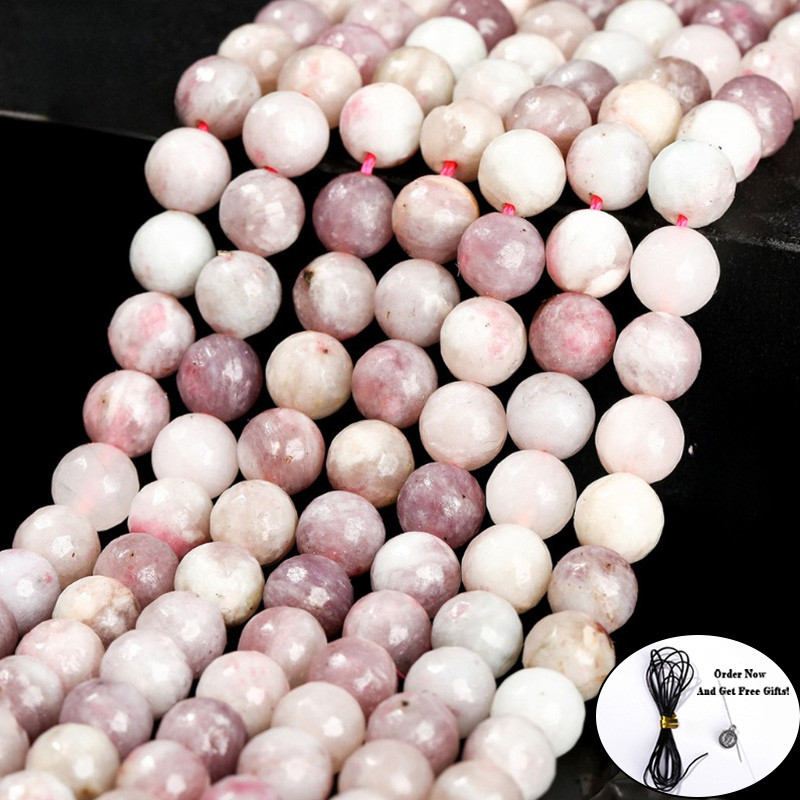 Plum blossom Tourmaline ลูกปัดหลวมรอบ DIY สร้อยข้อมือลูกปัดสร้อยคออุปกรณ์ขายส่งสําหรับเครื่องประดับท