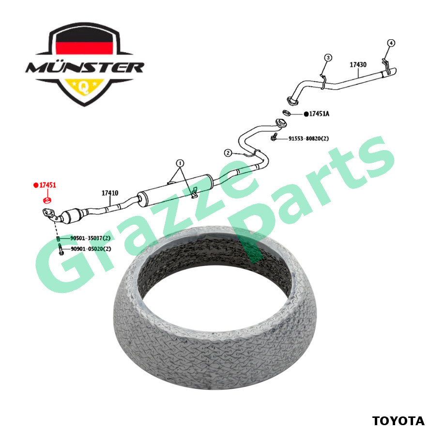 (1 ชิ้น) Münster ท่อไอเสียกรวยท่อไอเสียปะเก็นสําหรับ Toyota Avanza 1.5 F653 F654 Sienta 1.5 NSP170 2
