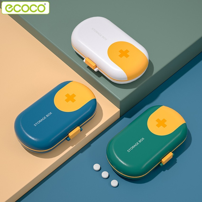 ecoco กล่องยาขนาดเล็ก พกพาสะดวก ตลับยาพกพา กล่องใส่ยา 4 ช่อง กล่องยา Medicine Box ตลับใส่ยา ตลับใส่ยาพกพา กันน้ำ