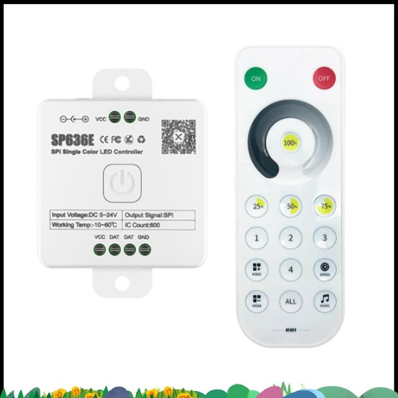 Super AND-SP636E SPI DC5-24v คอนโทรลเลอร์ขาวดําพร้อมรีโมทคอนโทรลรองรับรีโมทคอนโทรลสัมผัส 2.4G