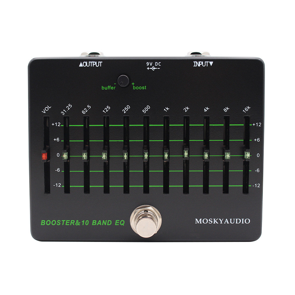 MOSKYAUDIO BOOSTER & 10 BAND EQ Guitar Bass Balancer พร้อมหน่วยความจําช้าและปัตตาเลี่ยน
