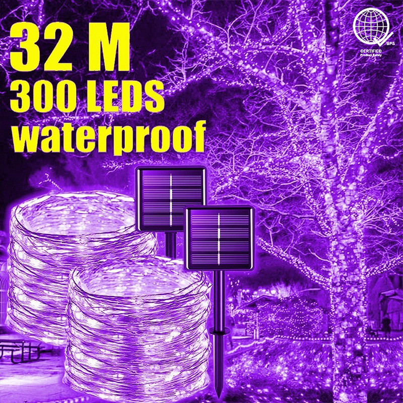 พร้อมสต็อก lampu Raya ไฟสตริงพลังงานแสงอาทิตย์กันน้ํา Twinkle Starry String ไฟลวดทองแดง Fairy Light พลังงานแสงอาทิตย์ LED พลังงานแสงอาทิตย์แสงสําหรับสวนกลางแจ้งสนามหญ้าเทศกาล