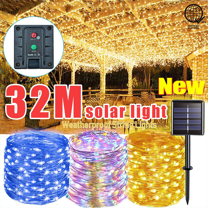 ไฟพลังงานแสงอาทิตย์ Raya LED Fairy String ไฟกันน้ํา 8 โหมด LED ทองแดงพลังงานแสงอาทิตย์สายไฟสําหรับงานปาร์ตี้ในสวนในร่ม