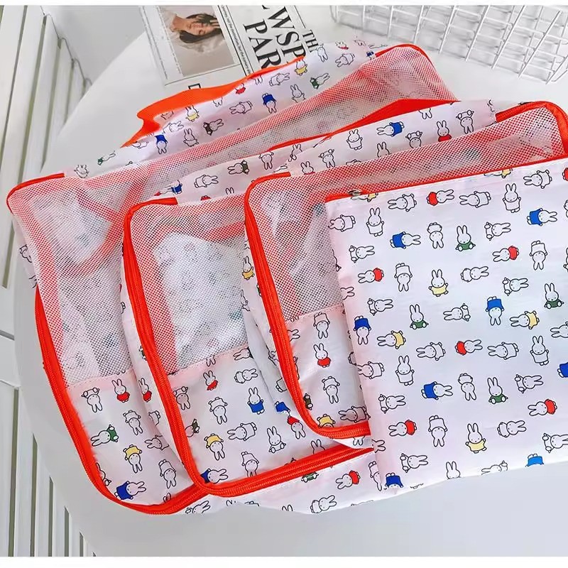 น่ารัก กระต่าย ถุงซักผ้า ชุด 4 ชิ้น - ที่เก็บของแบบพับได้ระบายอากาศได้สําหรับเดินทางและบ้าน