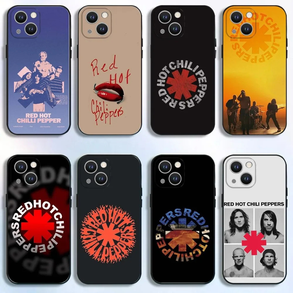 TP-1 R-Red Hot C-Chili Peppers Band PhoneCase สําหรับ iPhone 16, 17,15,14,17,12,11 Plus,Pro Max,XS,X,XR,SE,Mini,8,7,ซิลิโคนอ่อนนุ่มสีดํา