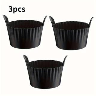 3pcs ซิลิโคน Air Fryer ไข่ Poacher Cupcake ถ้วยเบเกอรี่นํากลับมาใช้ใหม่ Non-Stick Ramekins สําหรับ Air Fryer เตาอบ Air Fryer ซิลิโคนตะกร้า