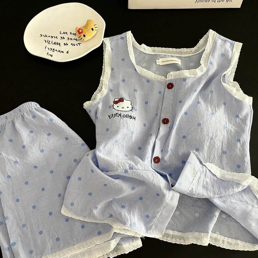 Lace Cute hellokitty Pyjamas Women Summer New Style Suspender Shorts