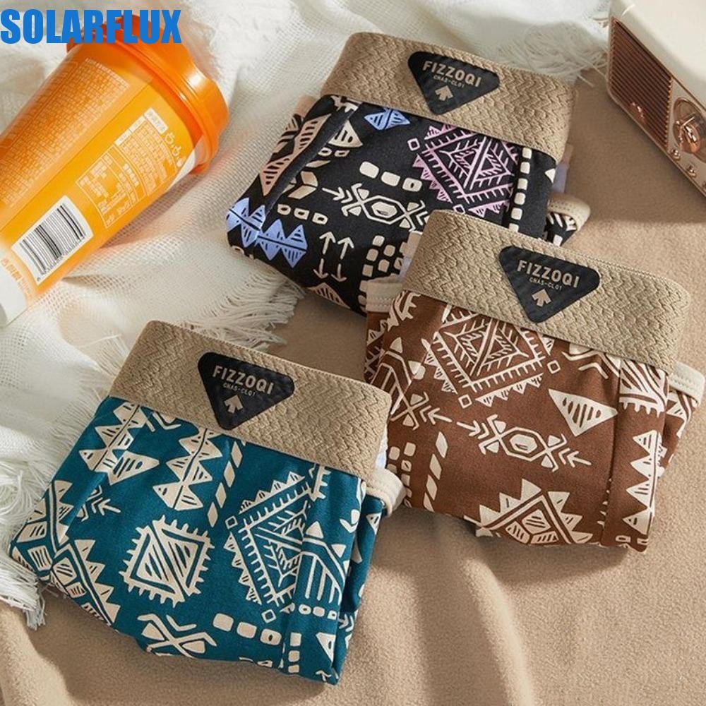 SOLARFLUX 3 ชิ้นกางเกงบ็อกเซอร์ผู้ชาย, Plus ขนาดไม่มีรอยต่อพิมพ์กางเกง, Breathable กลางเอวยืดหยุ่นชุดชั้นในชุดชั้นในสําหรับชาย