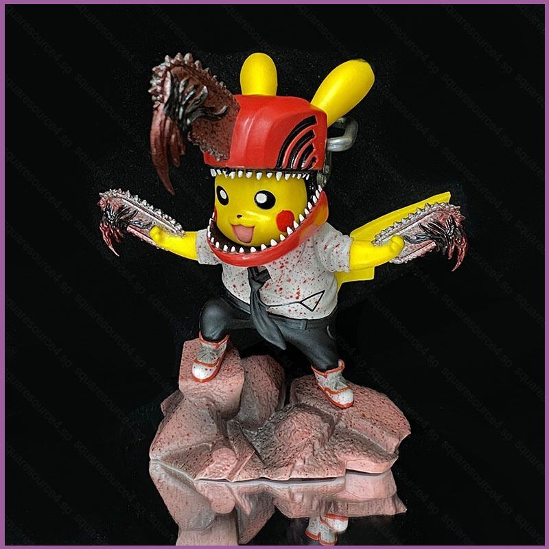 SQ4 Pikachu คอสเพลย์ Chainsaw Man Action Figure Denji Pikachu ตุ๊กตาของเล่นสําหรับเด็กตกแต่งบ้านของข