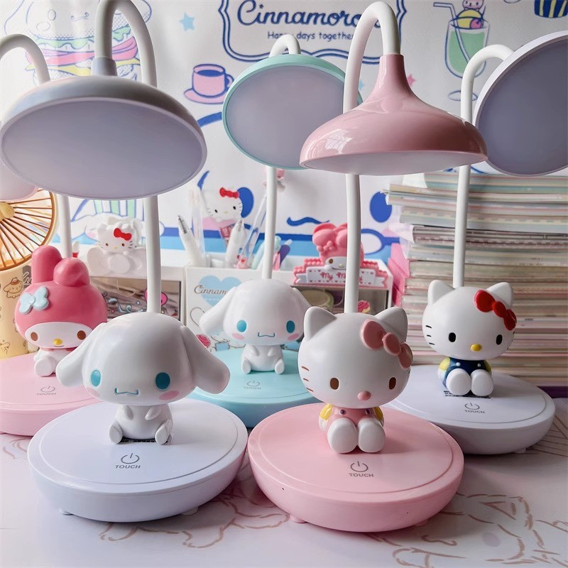 โคมไฟศึกษา LED ตั้งโต๊ะ ระบบสัมผัส USB 2025 ลาย Cinnamoroll และ Kuromi