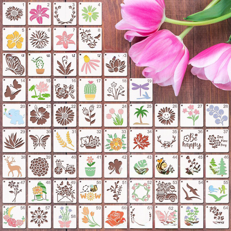 ดอกไม้ diy Hollow Template ภาพวาดมือวาดรูปแบบนักเรียนชั้นประถมศึกษาเด็ก Hand-Copied หนังสือพิมพ์วาด