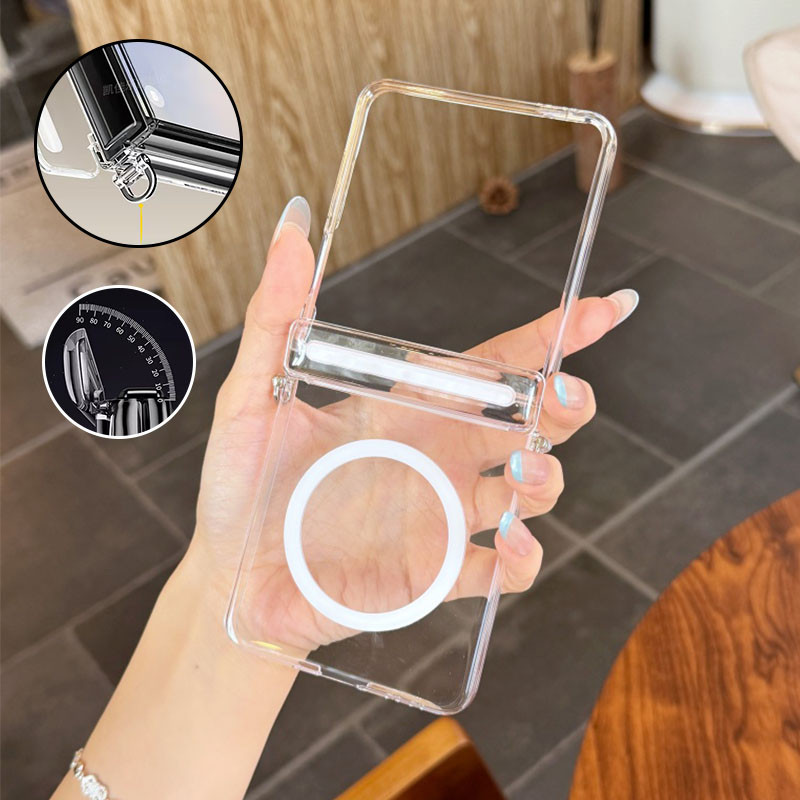 Slim Magnetic Clear เคสโทรศัพท์สําหรับ Samsung Galaxy Z Flip 7 5G บานพับโปร่งใสป้องกันฝาครอบกันกระแท