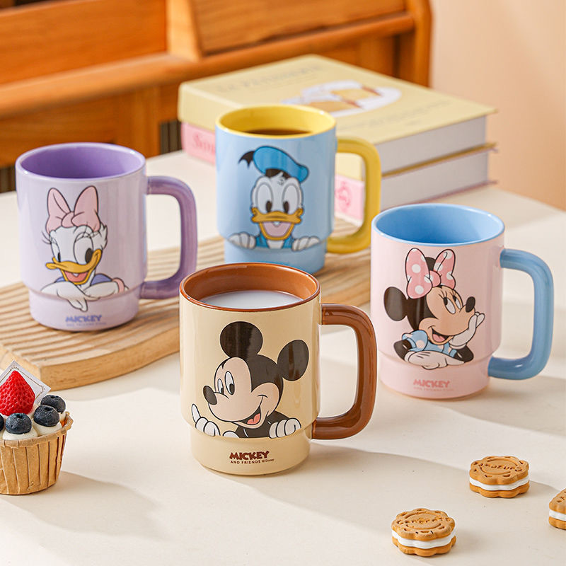 แก้วเซรามิคดิสนีย์ครัวเรือนน่ารักถ้วยกาแฟการ์ตูนความจุขนาดใหญ่คู่ของขวัญวันเกิดดื่มถ้วย8.18