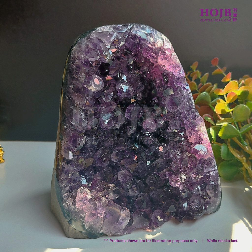 HOJB เกรดท็อปอุรุกวัย Amethyst 6AA Crystal Druze Stone 140x155mm(2.48KG) Crystal Crystal Crystal Cry