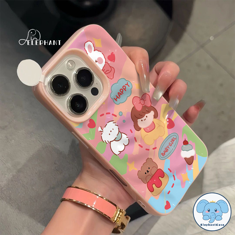 เคสไอโฟน15 สำหรับ IPhone 15 16 13 11 14 12 Pro Max XR X XS MAX 15 16 14 6 6S Plus เคสหมีกระต่ายกราฟฟิตี้สีสันสดใส