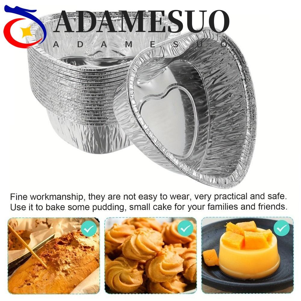 ADAMESUO 50 ชิ้นอลูมิเนียมดีบุกฟอยล์ถาดอบ,ทิ้ง Non-stick Baking ถ้วยถาด, ภาชนะบรรจุอาหารปฏิบัติเกรดอาหาร Fast ความร้อน Tinfoil ถาดเค้ก