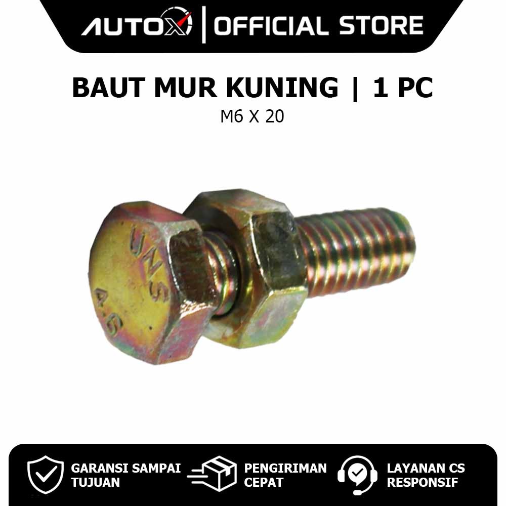 สีเหลือง Bolt Nut M6 X 20 Bolt Nut สีเหลือง 6 20 6x20 M 6 x 20 Hex หกเหลี่ยม