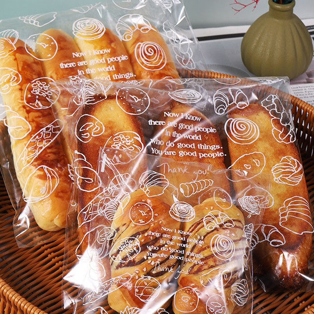 ถุงบรรจุภัณฑ์ครัวซองต์ถุงบรรจุภัณฑ์ขนมปังใส Bagel Toast Croissant Scone กระเป๋าอบขนม Donut Meal Bag 