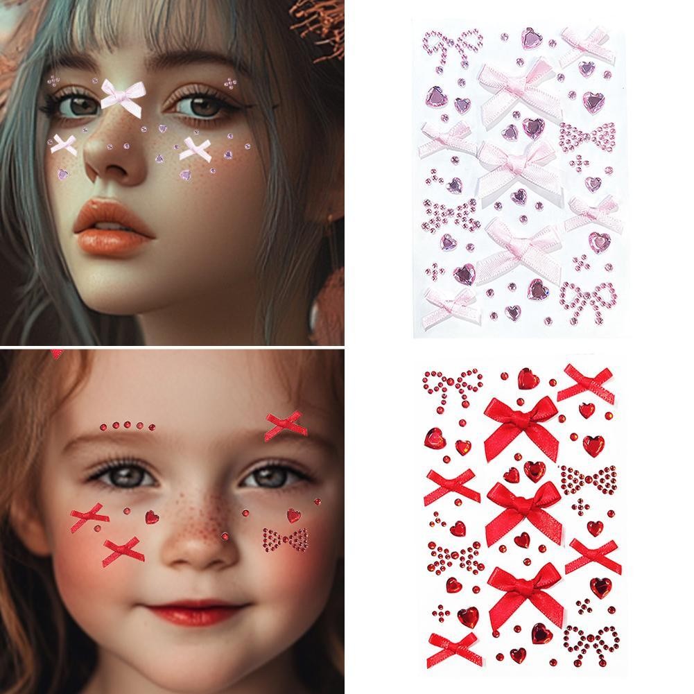 เครื่องสําอาง Face Art ตกแต่งลูกปัดสติกเกอร์สําหรับผมและใบหน้าแต่งหน้า Accesories O9m0