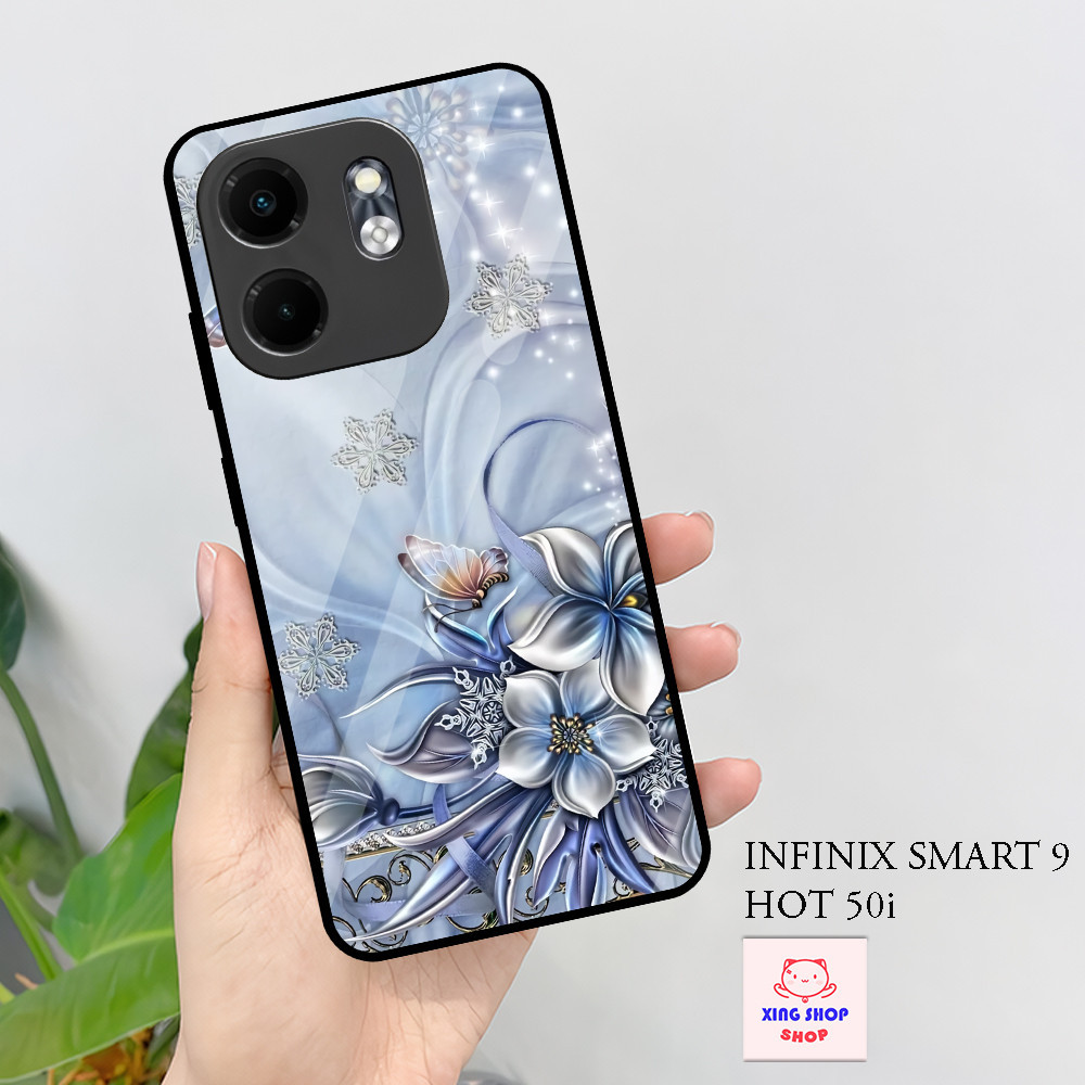 [ CF23 ] GLOSSY SOFTCASE INFINIX SMART 9 - HOT 50i PREMIUM QUALITY FLOWER MOTIF