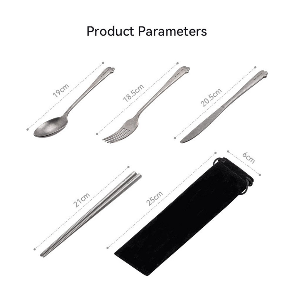 BLACKDOG Camping ชุดช้อนส้อมสเตนเลสพร้อมกระเป๋าเก็บของ ชุดช้อนส้อมสำหรับการตั้งแคมป์กลางแจ้ง - รูปที่ 7