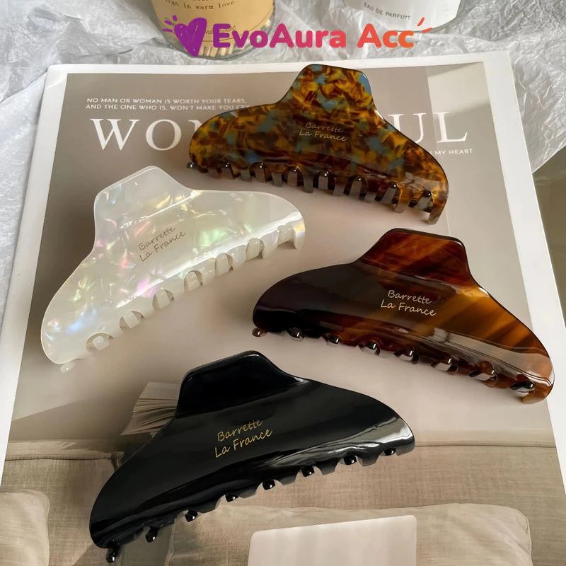 EvoAura ✨ กิ๊บหนีบผมเกาหลี 10cm วัสดุ Acetate พรีเมียม - ดีไซน์เรียบหรู ดูแพง สไตล์ลูกคุณหนู