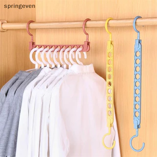 [springeven] ไม้แขวนเสื้อ 9 หลุม ไม้แขวนเสื้อพับ rotag ไม้แขวนเสื้อ New Stock