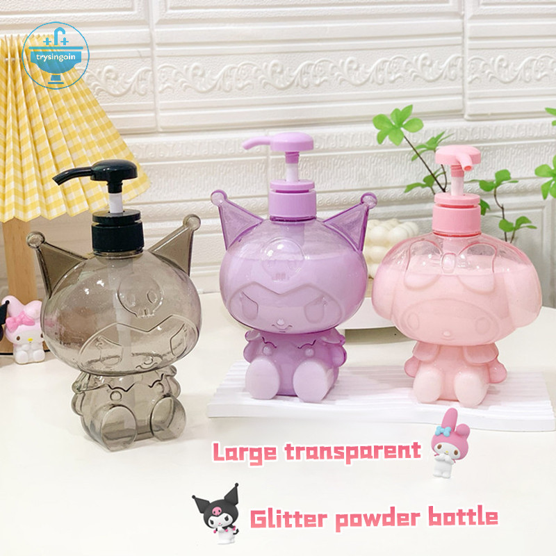 [trysingoin] 500ml Hello Kitty ขวดสบู่กลิตเตอร์ใสน่ารัก Kuromi Melody แชมพูอาบน้ํานมขวดย่อยโลชั่นกดขวด TH