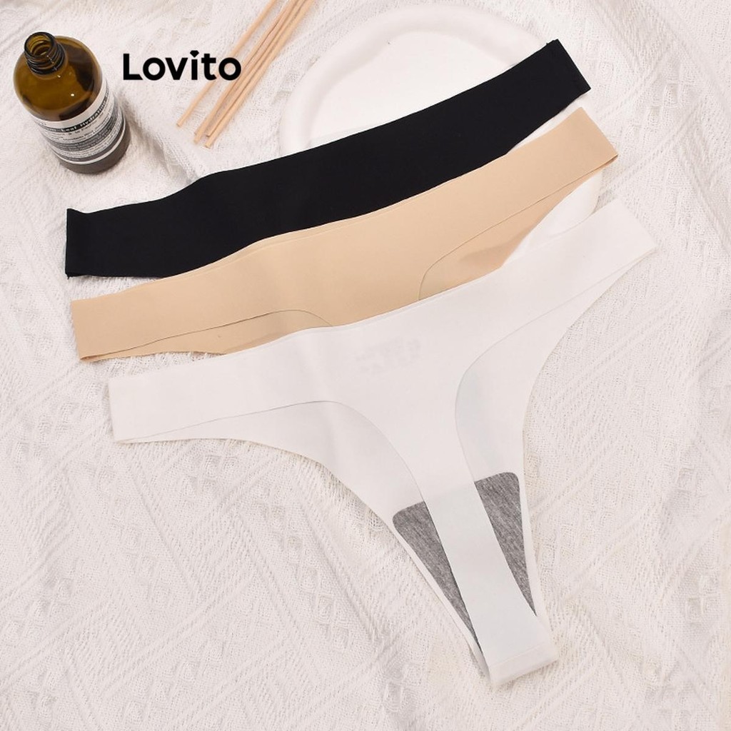 Lovito กางเกงชั้นในผู้หญิง เบสิก สีพื้น สไตล์ลำลอง LNL54206