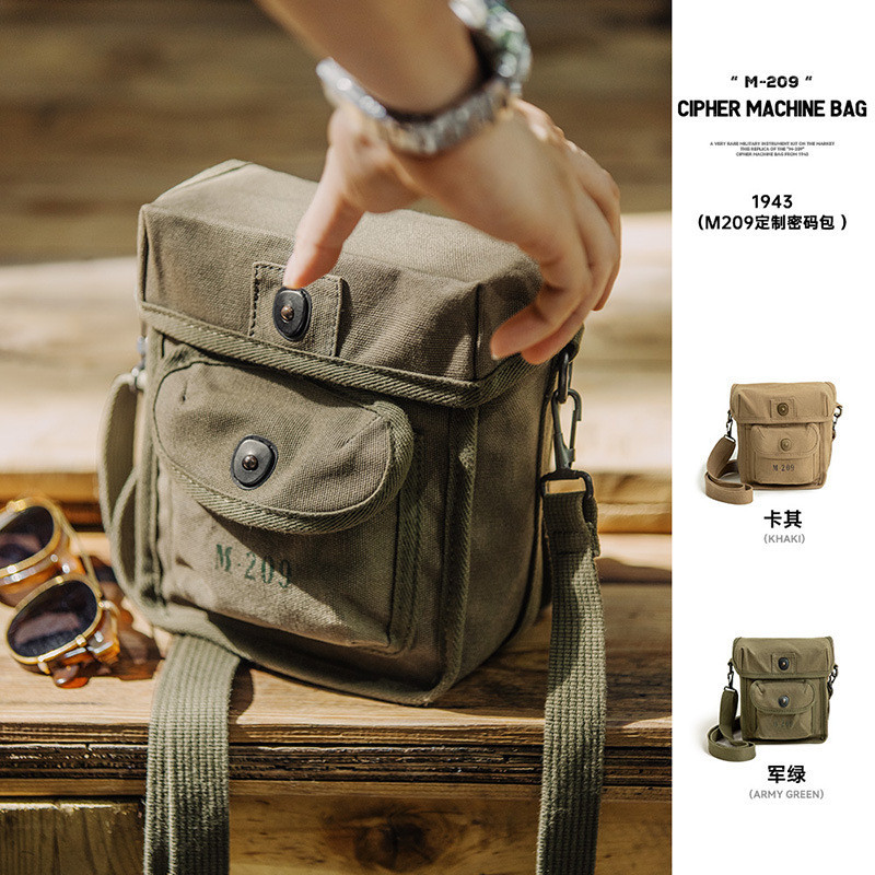 [MADEN] American Retro M209 Tactical Crossbody Bag Outdoor Canvas Shoulder Portable Magnetic Buckle Square กระเป๋าคาดเอว