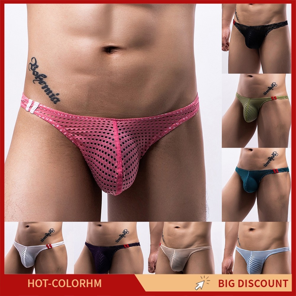[CH]กระเป๋าเซ็กซี่สําหรับผู้ชาย Thongs ตาข่ายว่ายน้ํากางเกงบิกินี่แนวราบชุดชั้นในกางเกงชั้นใน