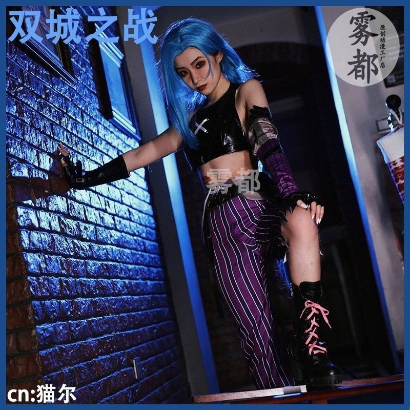 Lol Jinx คอสเพลย์ League of Legends-LoL Jinx คอสเพลย์เครื่องแต่งกายชุดฮาโลวีน Carnival ชุด