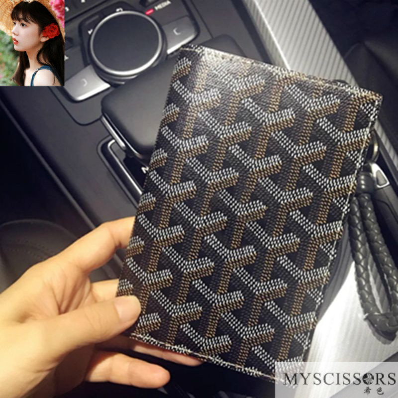 กระเป๋าฟันสุนัข goyard goyard goyard ผู้ถือหนังสือเดินทางมัลติฟังก์ชั่น Cowhide เอกสารผู้ถือบัตรเปลี