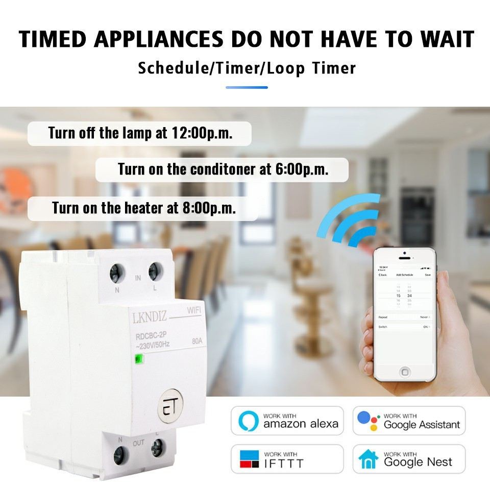 ✵WiFi Circuit Breaker Remote Control by eWeLink Voice Control Smart Timer Switch Relay With Google H