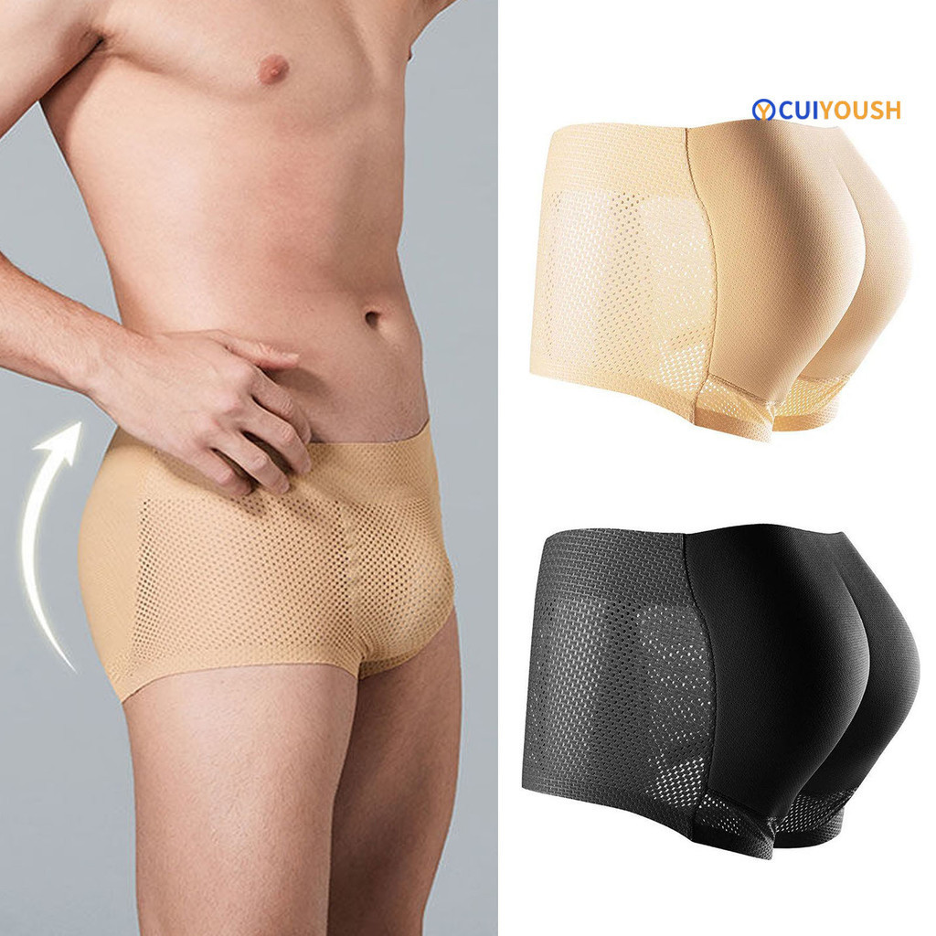Cui-men Breathable Mid-rise กางเกงสีทึบ Butt Lift Shaper Hip Pad กางเกงขาสั้นกางเกงก้นปลอมไม่มีรอยต่อชุดชั้นใน