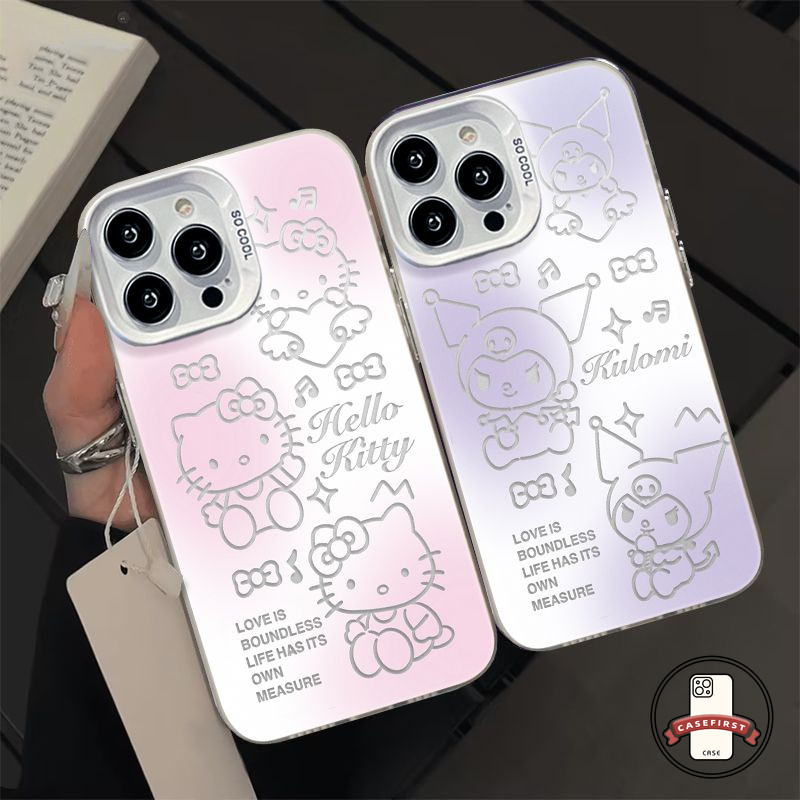 การชุบการ์ตูนแมวคิตตี้ตลกคุโรมิสำหรับ VIVO Y36 Y16 Y22 Y02 Y35 Y91 Y22s Y17 Y31 Y17s Y11 Y21s Y21 Y27s Y20 Y27 Y12